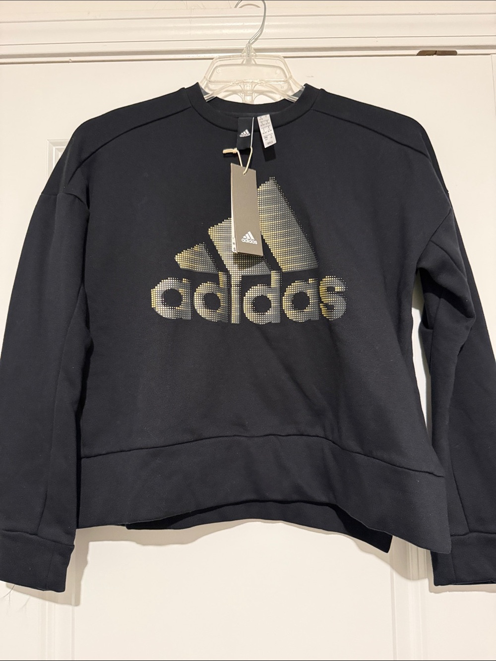 adidas Black Crewneck Sweatshirt with Metallic Logo